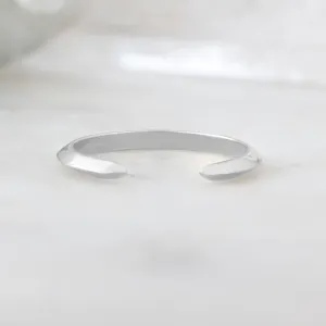 Gold Open Cuff Knife Edge Stacking Band | 14K White Gold