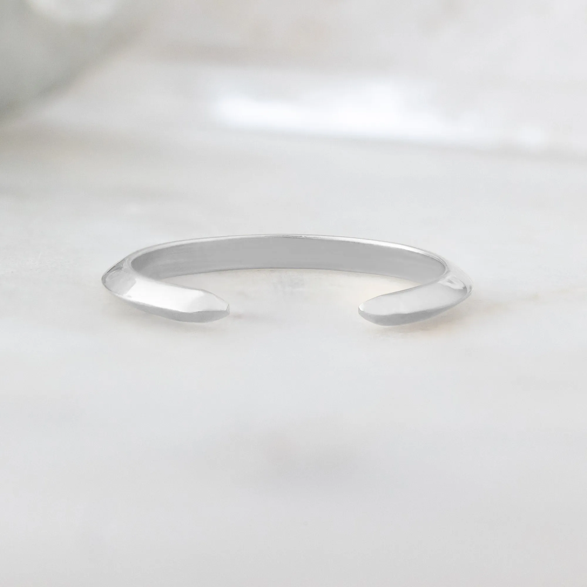 Gold Open Cuff Knife Edge Stacking Band | 14K White Gold
