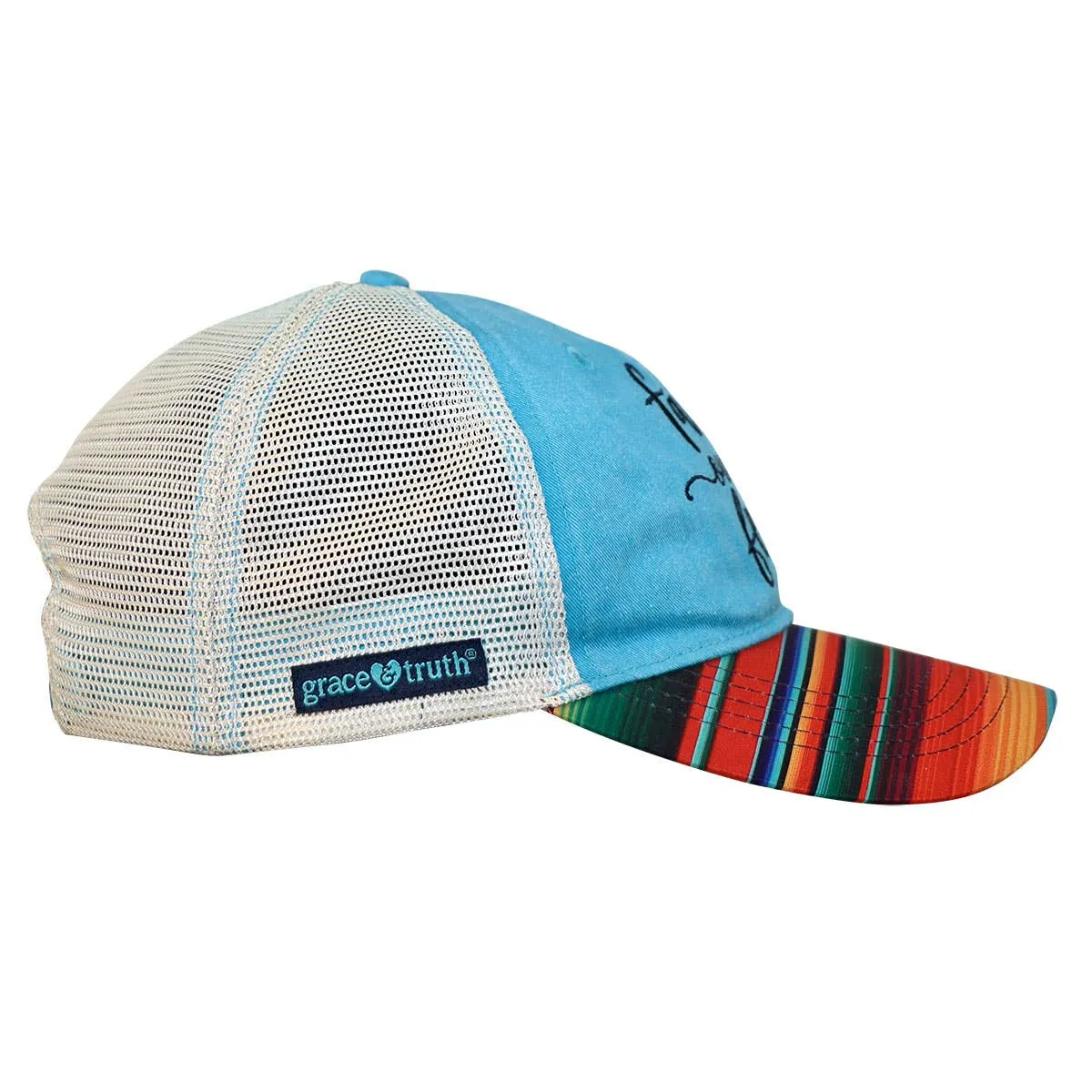 Grace & truth Womens Cap Faith Over Fear Stripes: One Size Fits Most / Blue/Multi