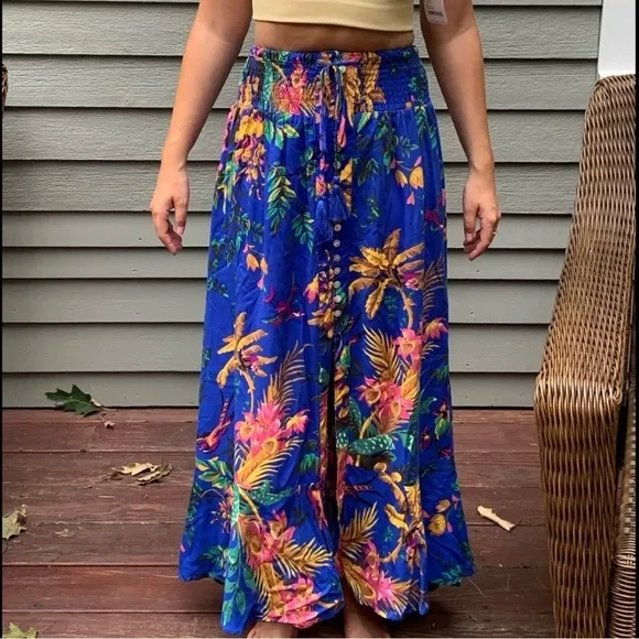 High Rise Maxi Skirt Tropical Summer Cynthia Rowley NWT Women’s Large