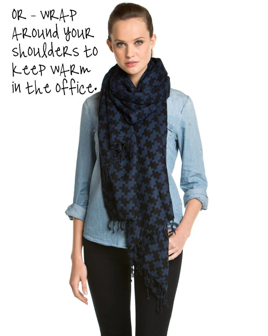 Houndstooth Print Scarf