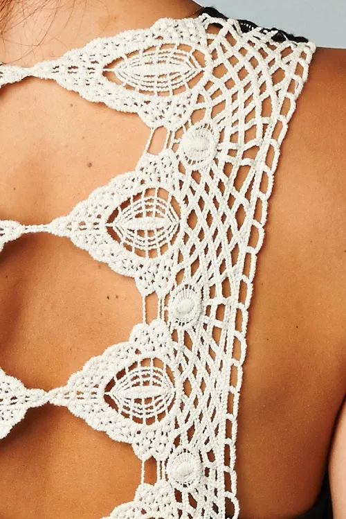 Hourglass Crochet Open Back Tank Maxi Dress by Love Stitch
