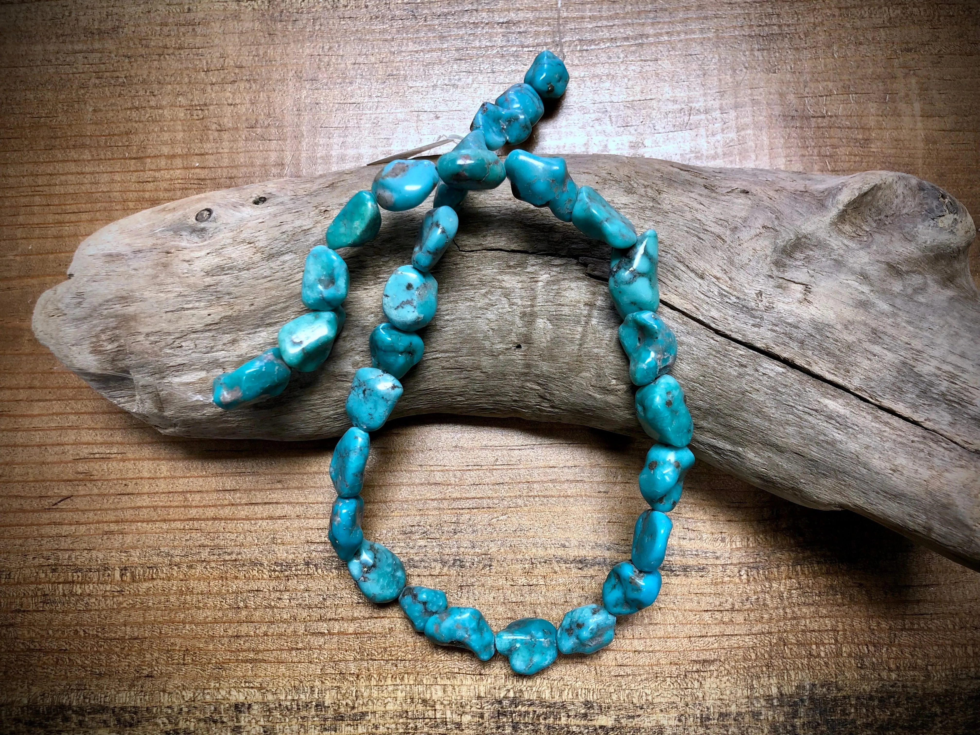 Hubei Turquoise Nuggets with Simple Inclusions - Stabilized - 10mm to 20mm - 16"