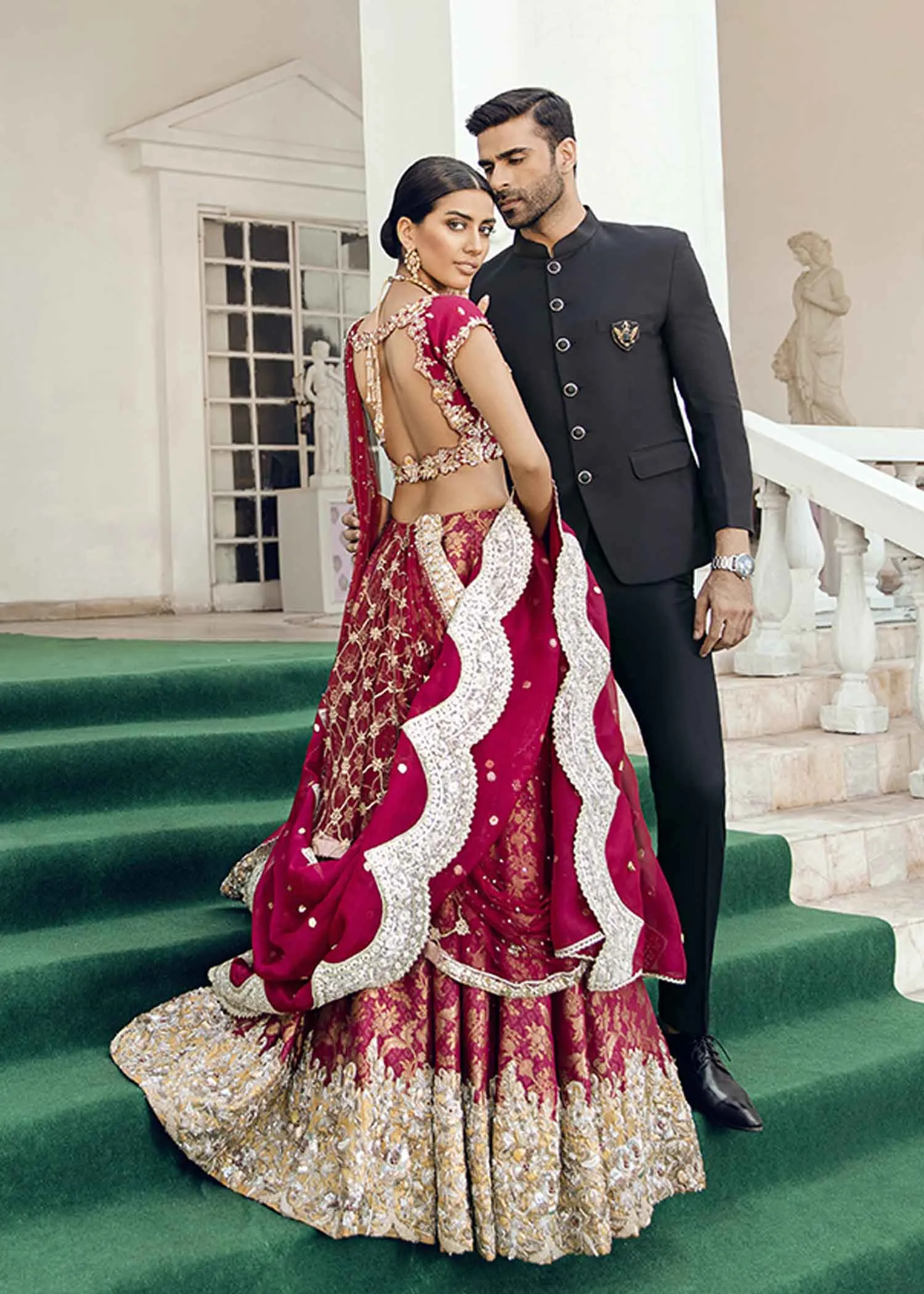 Indian White and Red Lehenga for Wedding Wear #BN1173