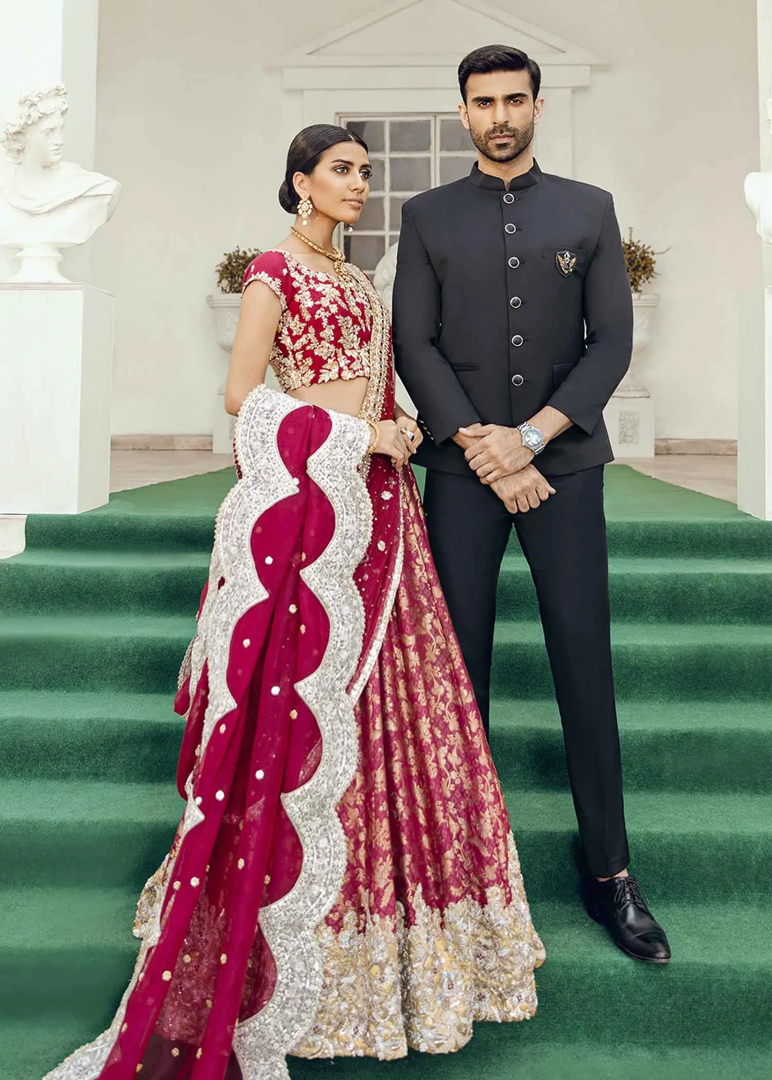 Indian White and Red Lehenga for Wedding Wear #BN1173