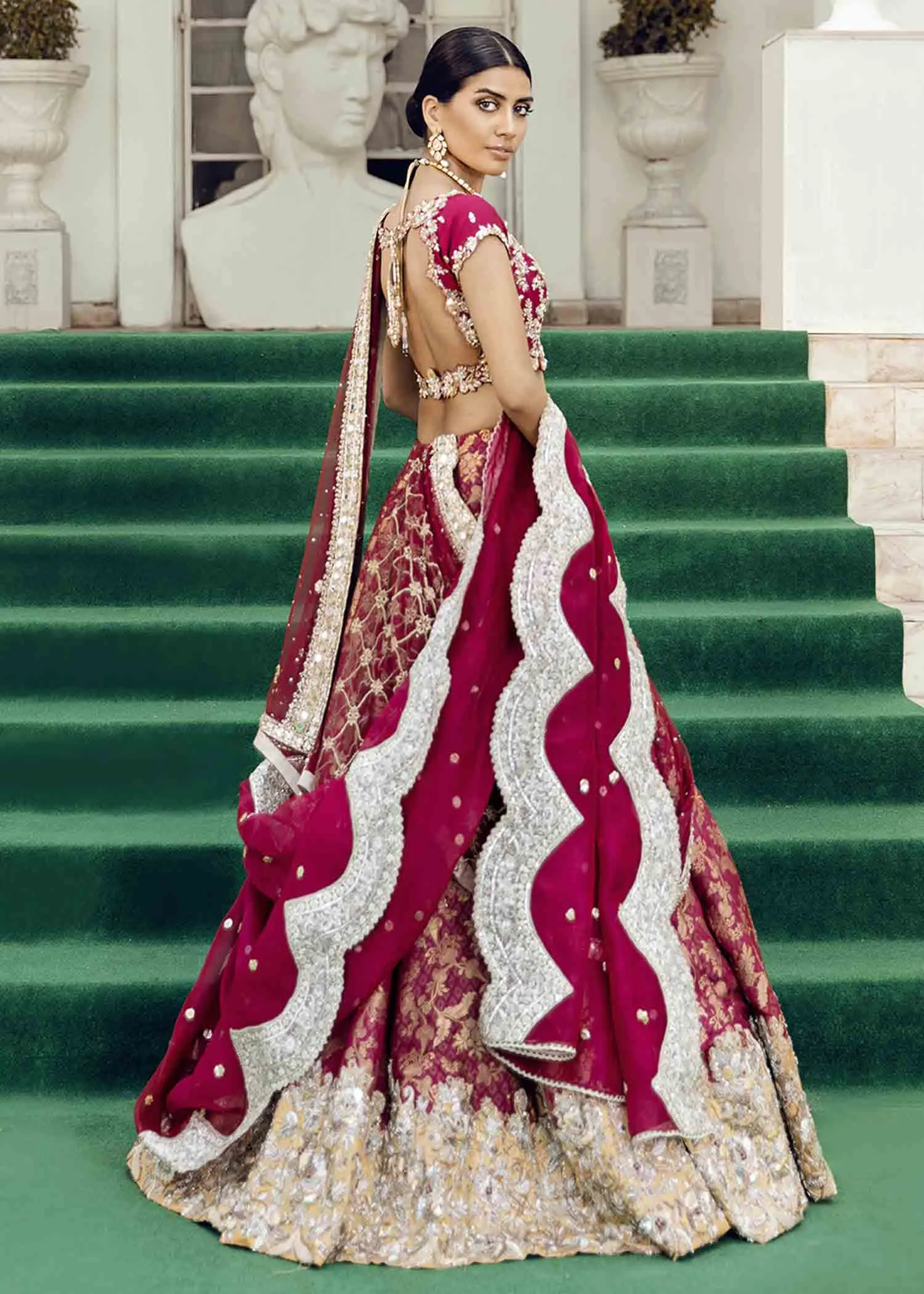 Indian White and Red Lehenga for Wedding Wear #BN1173