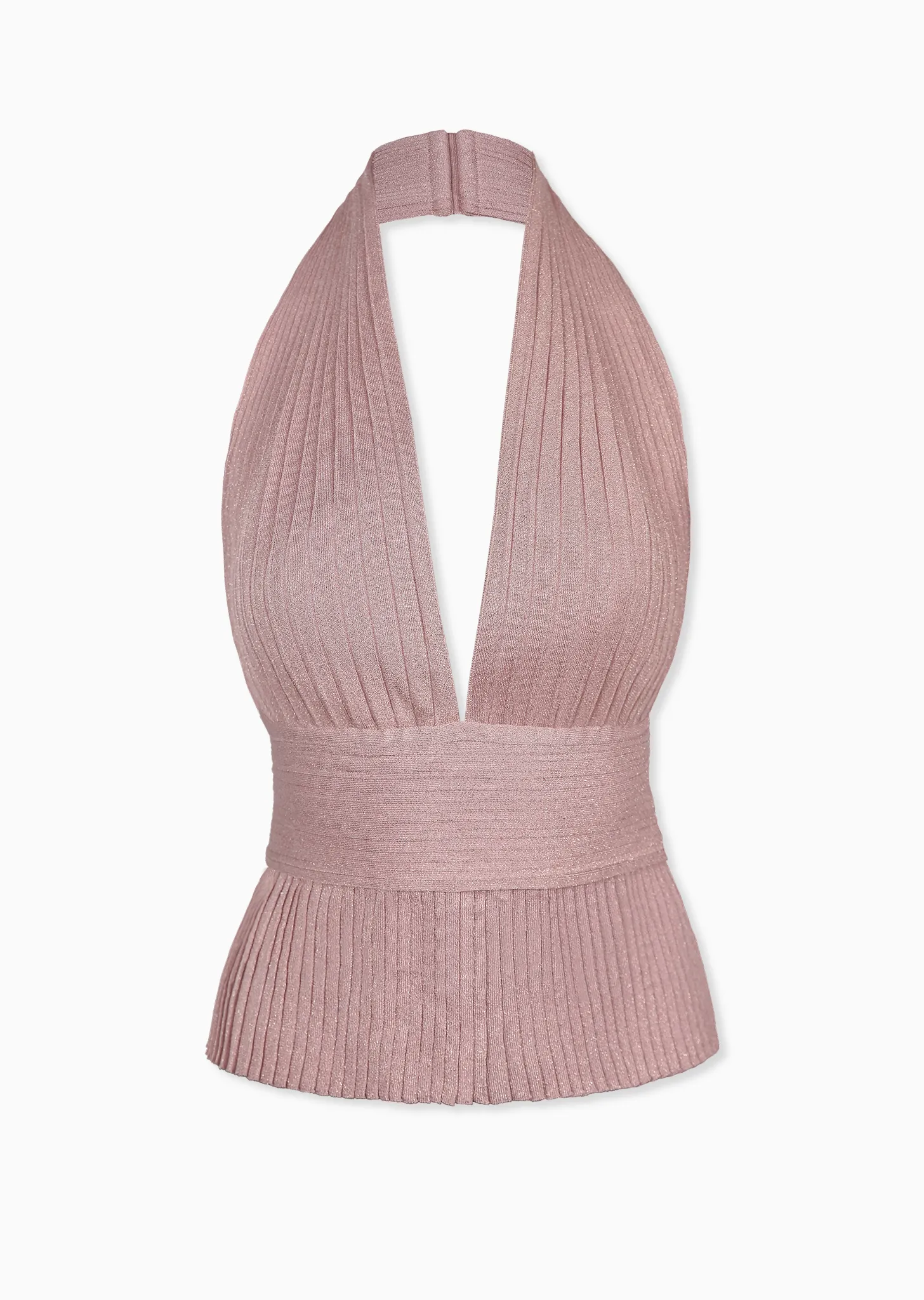 Jeanice - Pleated Plunging Halter Top