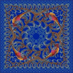 Kevin's Pheasant & Feather Silk Scarf