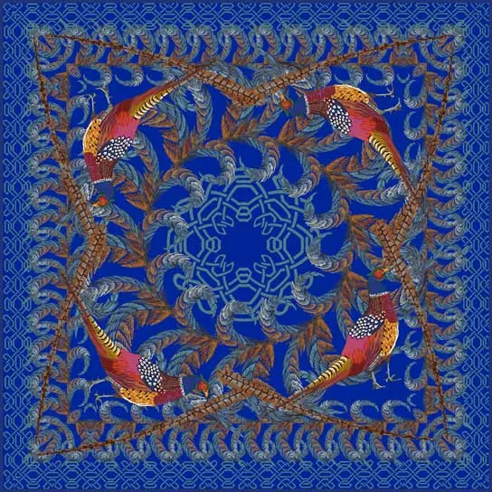 Kevin's Pheasant & Feather Silk Scarf