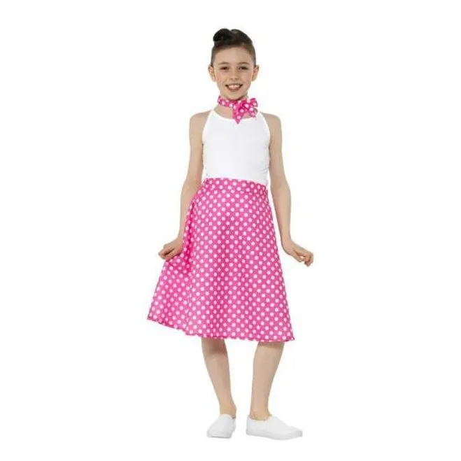 Kids 50s Polka Dot Skirt, Pink