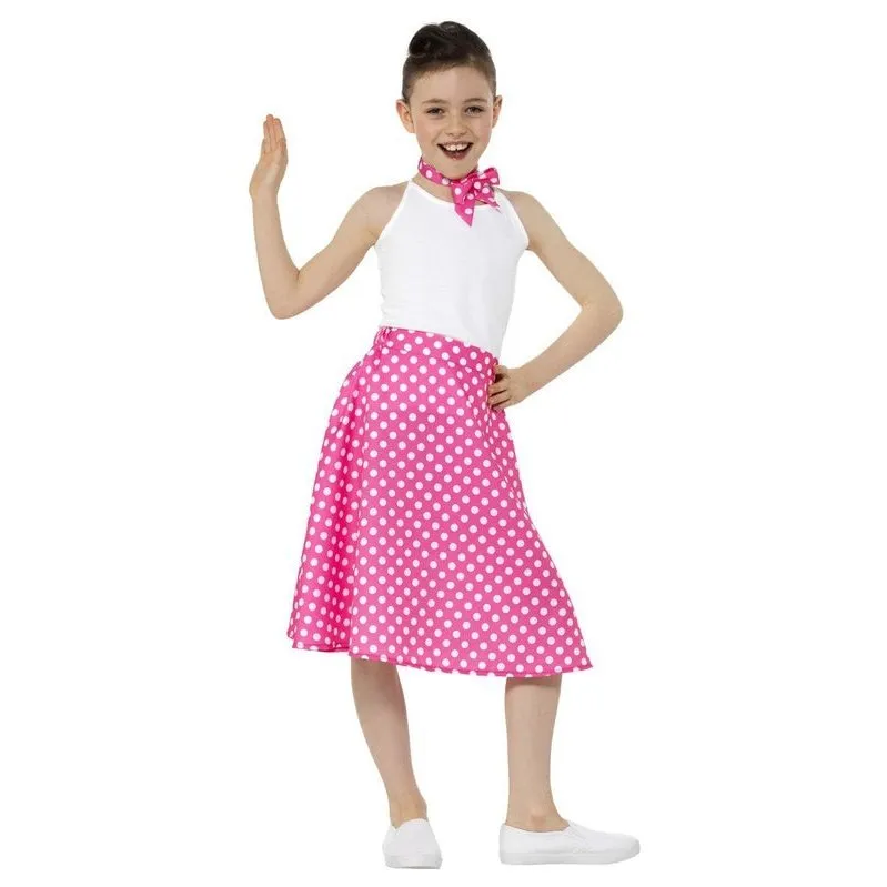 Kids 50s Polka Dot Skirt, Pink