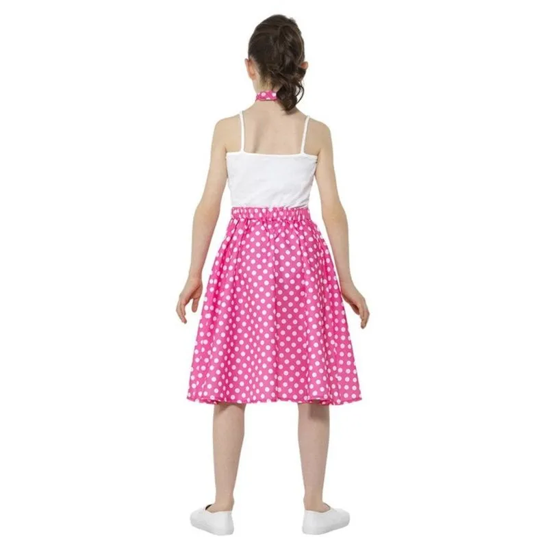 Kids 50s Polka Dot Skirt, Pink