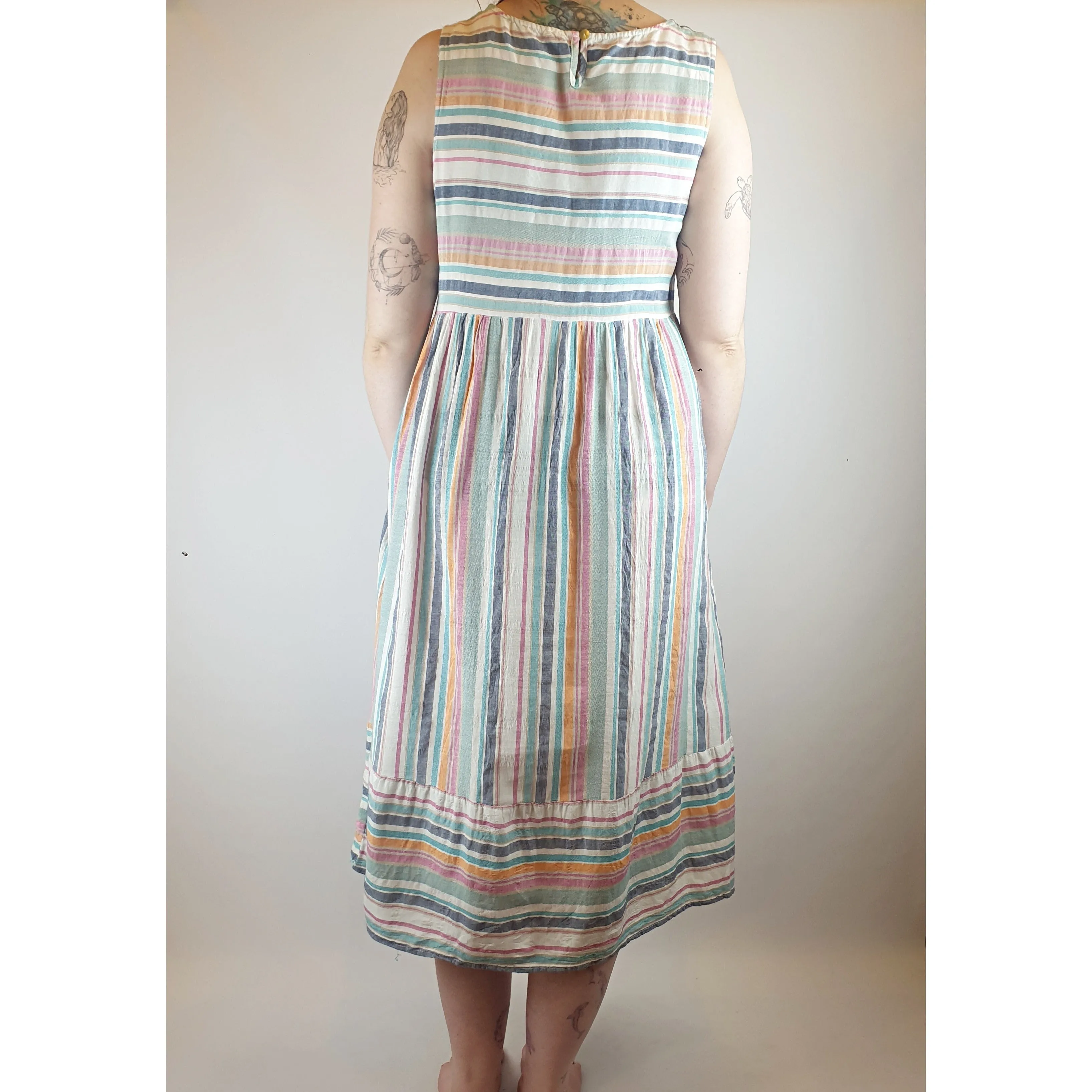 Label of Love cotton mix striped sleeveless maxi dress with pockets size M (best fits 12)