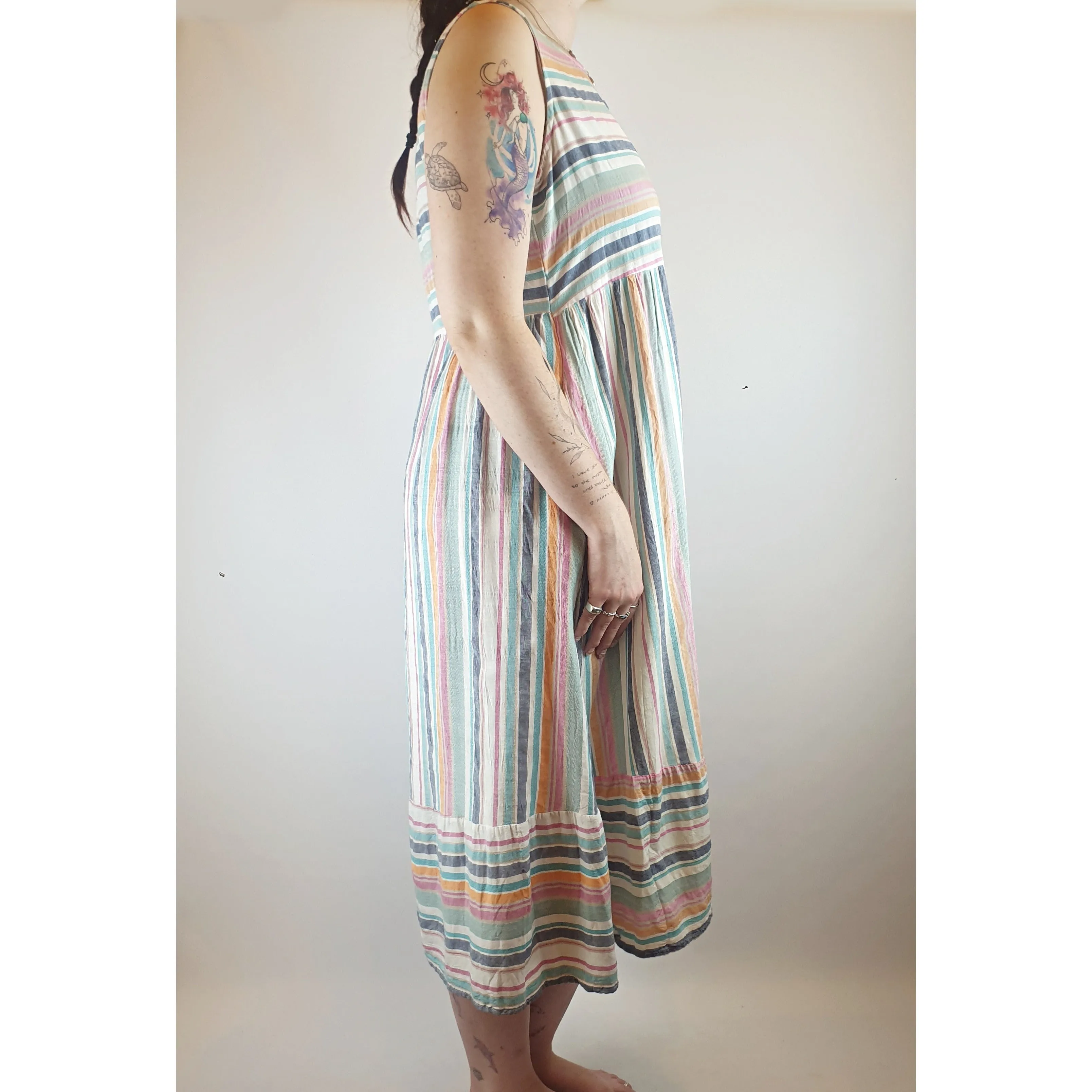 Label of Love cotton mix striped sleeveless maxi dress with pockets size M (best fits 12)