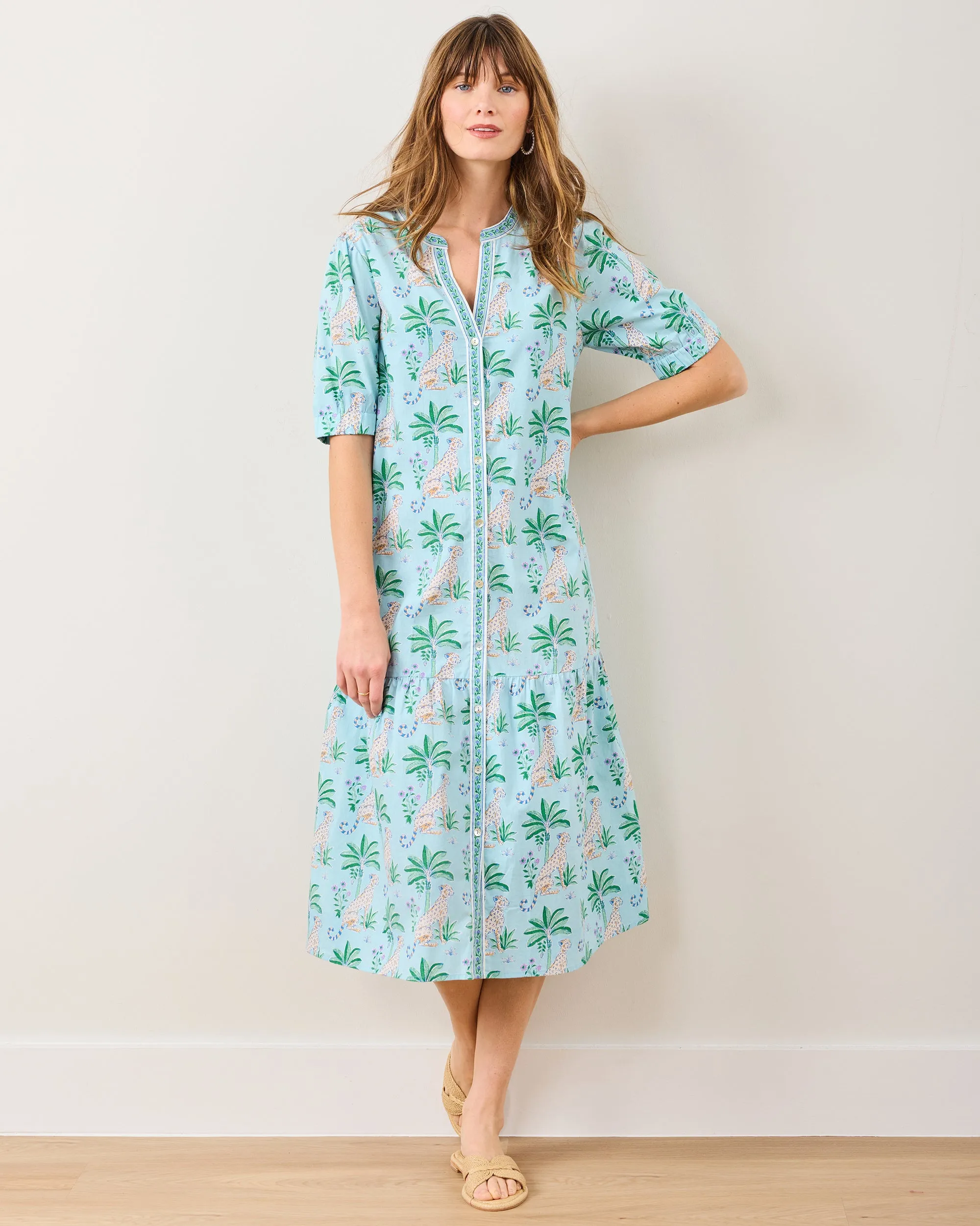 Leopard Mirage - Brunch Dress - Oasis Sky