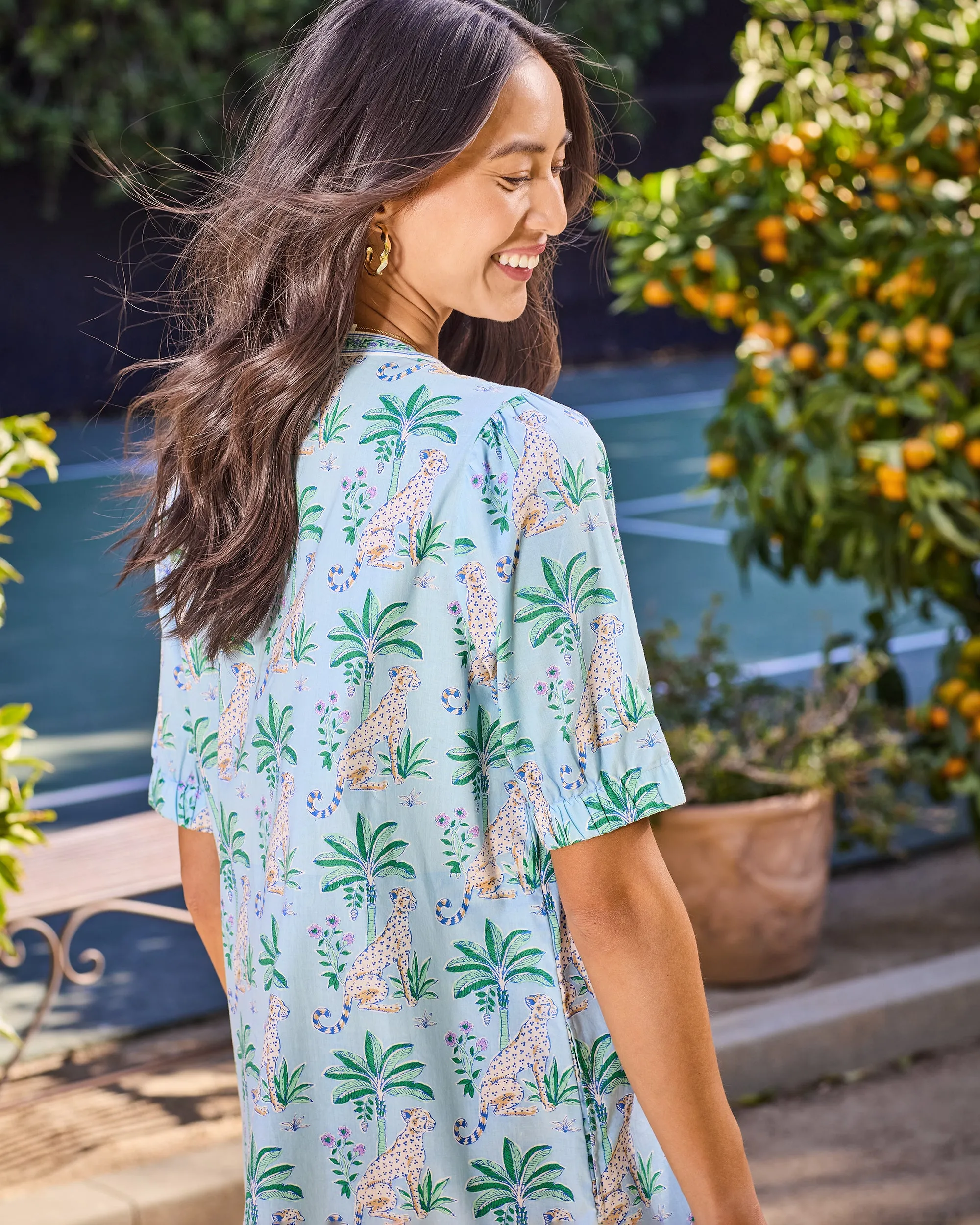 Leopard Mirage - Brunch Dress - Oasis Sky