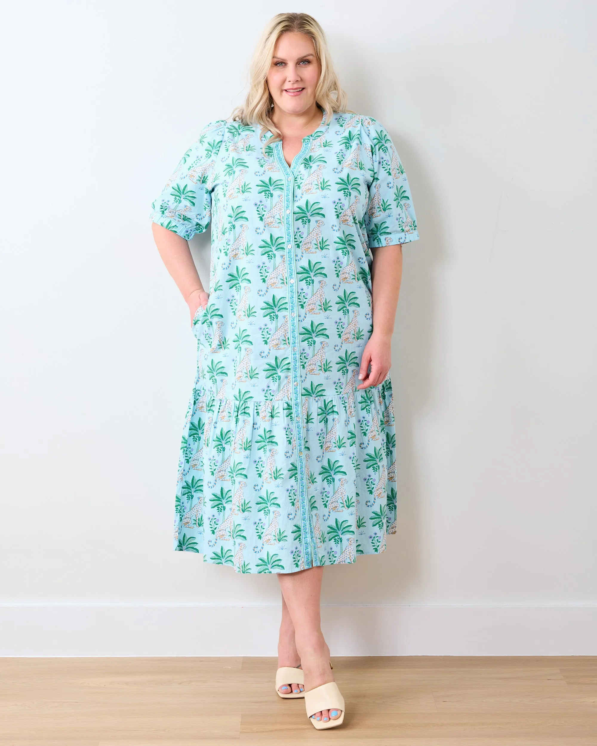 Leopard Mirage - Brunch Dress - Oasis Sky