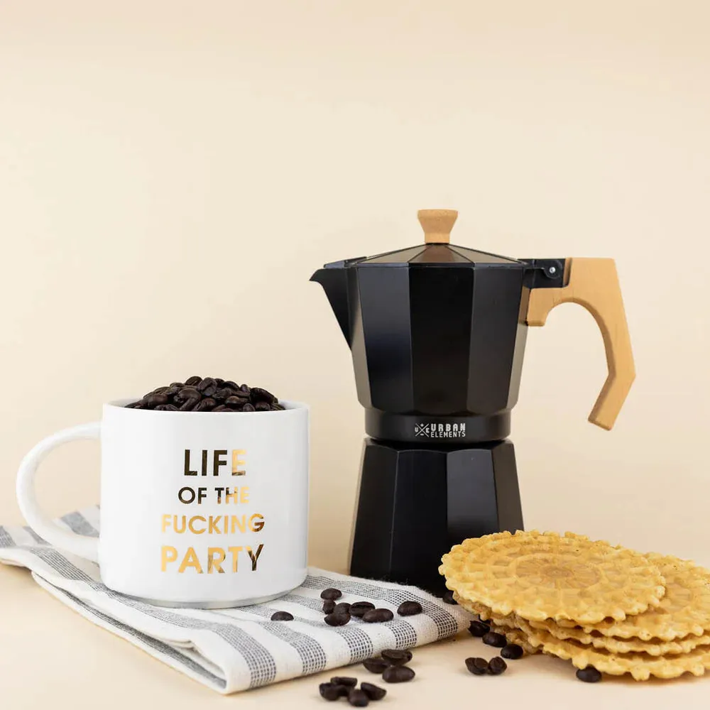 Life of the Fucking Party - 16oz Gold Metallic Coffee Mug | Oversized Ceramic