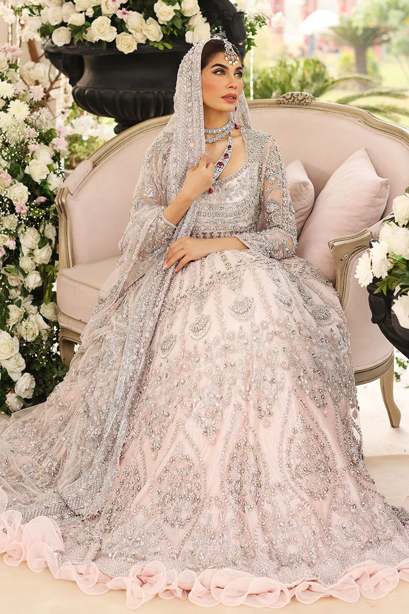 Light Silver Lehenga Pishwas Pakistani Wedding Dresses