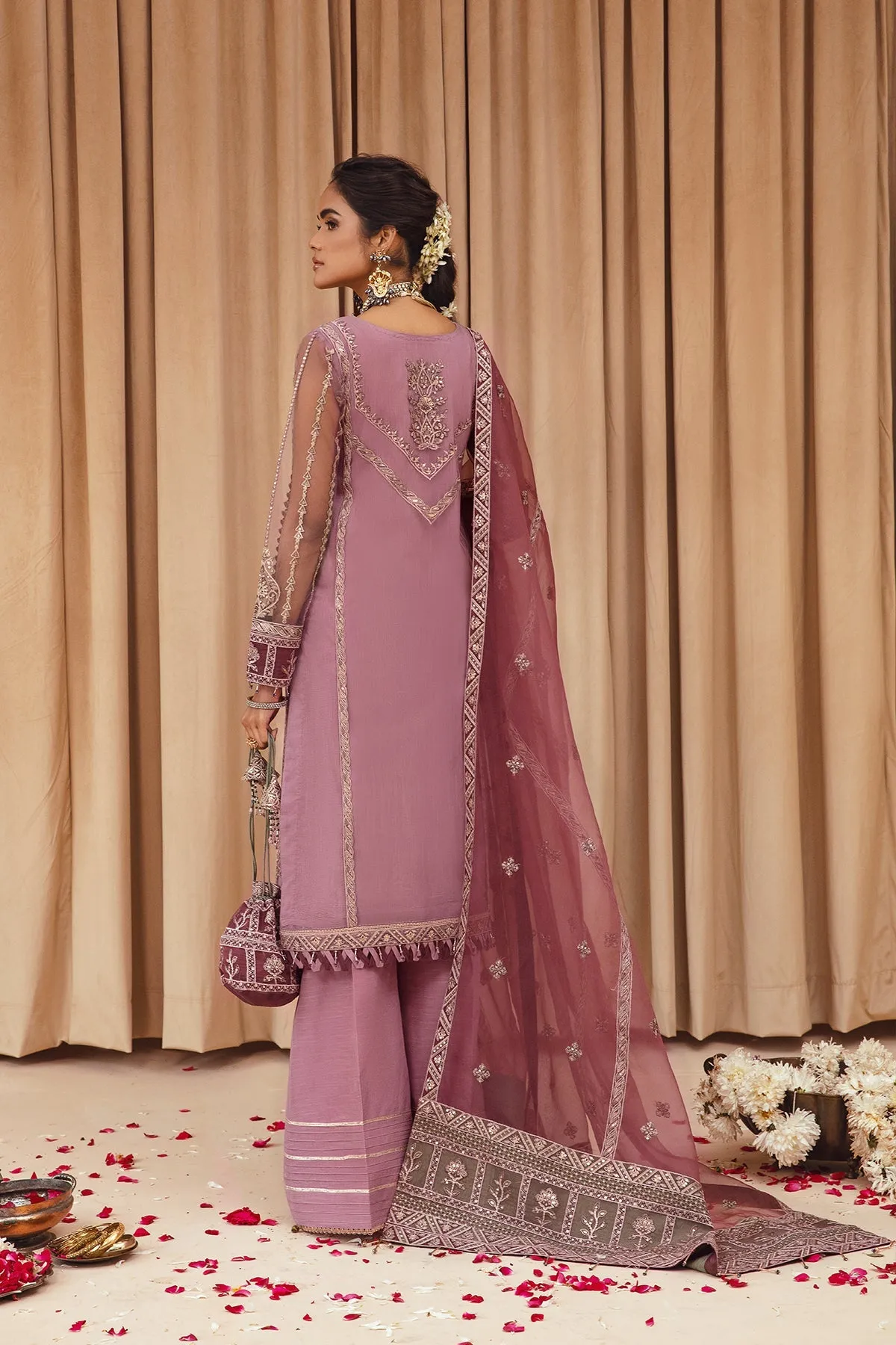 Lilac Heavily Embroidered Pakistani Kameez Trousers Wedding Dress