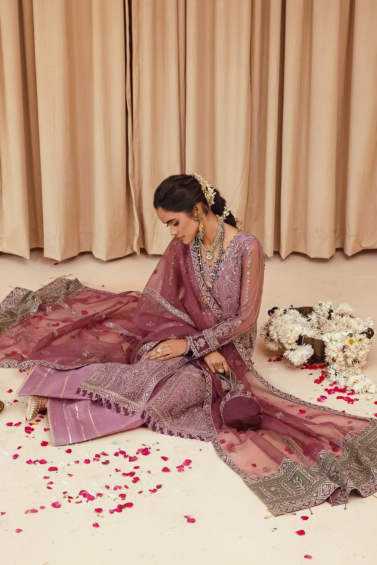 Lilac Heavily Embroidered Pakistani Kameez Trousers Wedding Dress