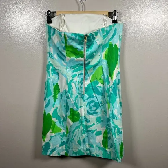 Lilly Pulitzer Tansy Strapless Dress Size 6 First Impression Blue Preppy Resort