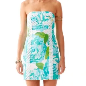 Lilly Pulitzer Tansy Strapless Dress Size 6 First Impression Blue Preppy Resort