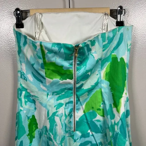 Lilly Pulitzer Tansy Strapless Dress Size 6 First Impression Blue Preppy Resort