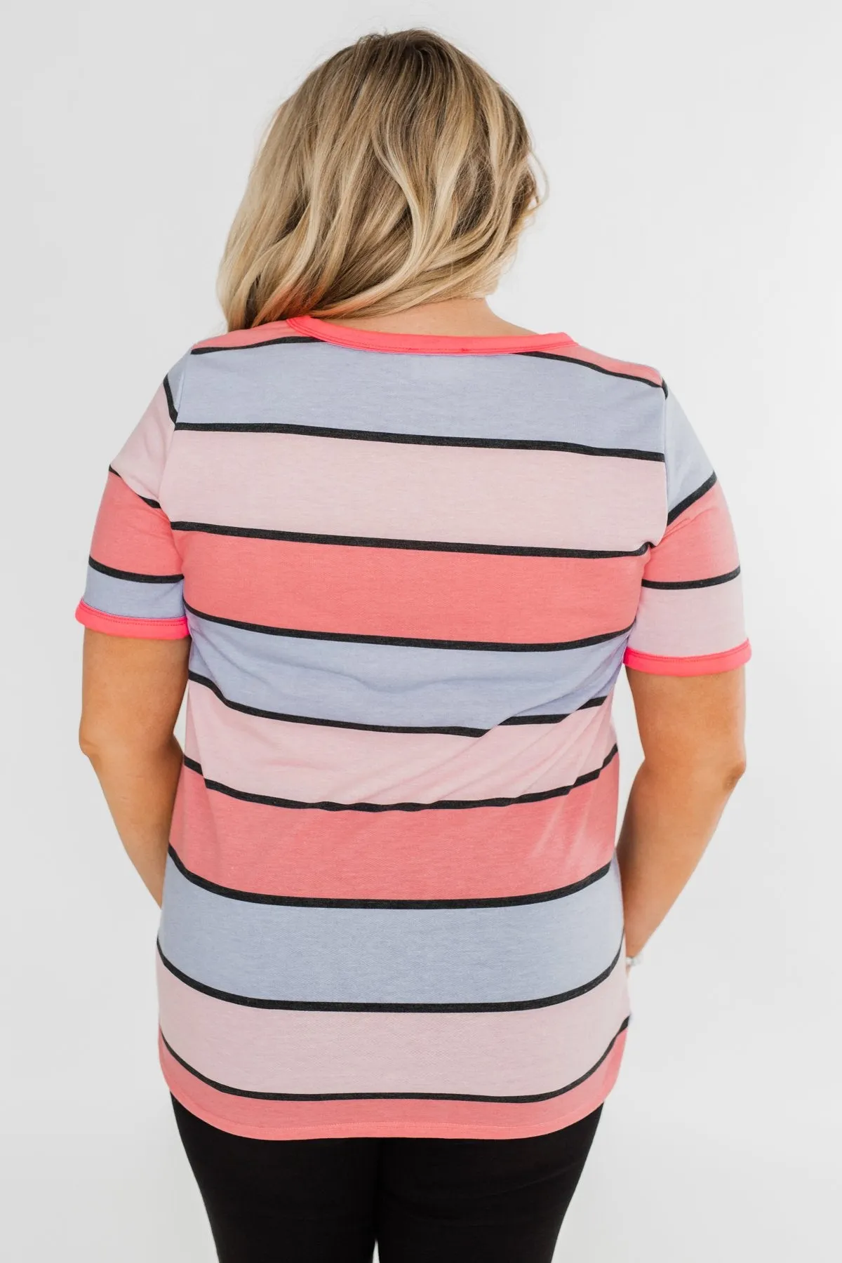 Live A Colorful Life Striped Top- Pink & Purple Tones