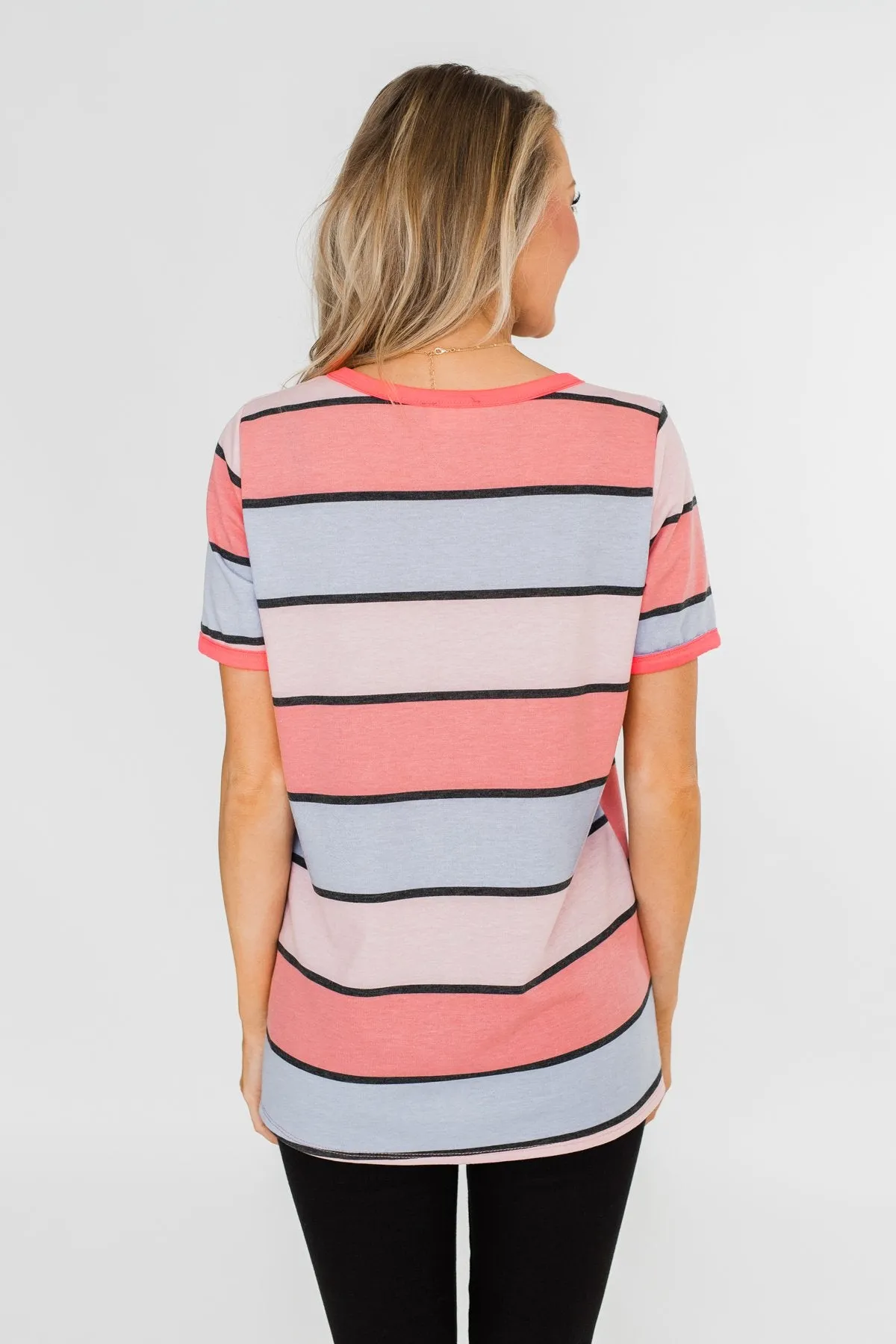 Live A Colorful Life Striped Top- Pink & Purple Tones