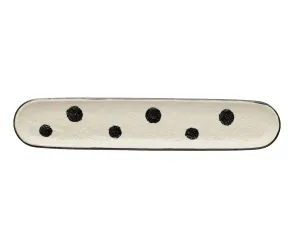 Long black & cream polka dot oval tray