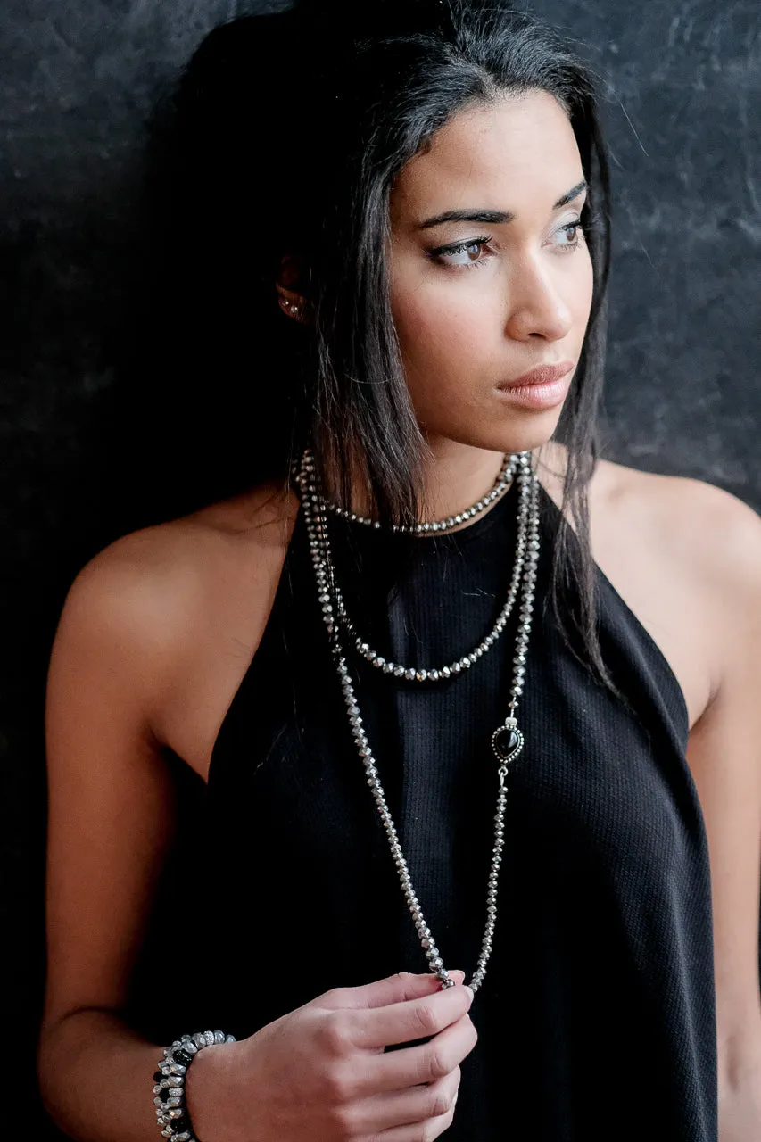 Lori Silver Rondelle Opera Necklace