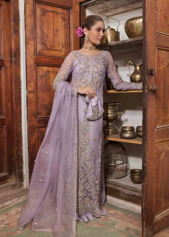 Luxury Pastel Lilac Embroidered Pakistani Wedding Dress Kameez Sharara