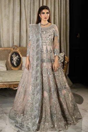Luxury Pink Embroidered Pakistani Wedding Dress in Pishwas Frock Style