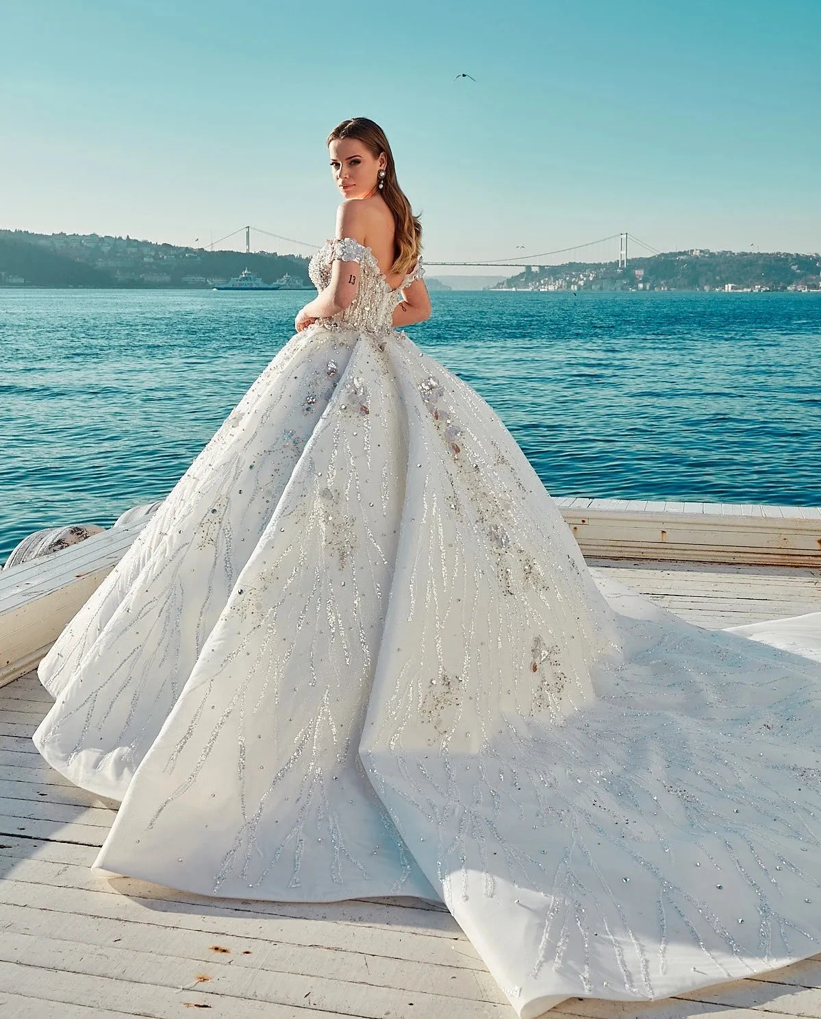 Luxury Wedding Dress in Embroidered Bridal Gown Style
