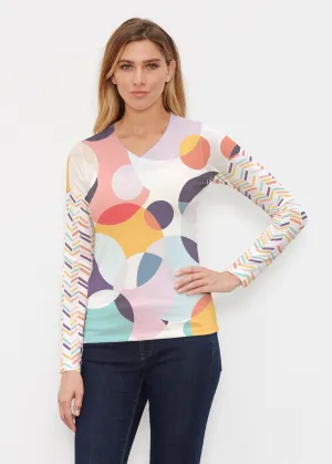 Marble Chevron (25065) ~ Butterknit Long Sleeve V-Neck Top