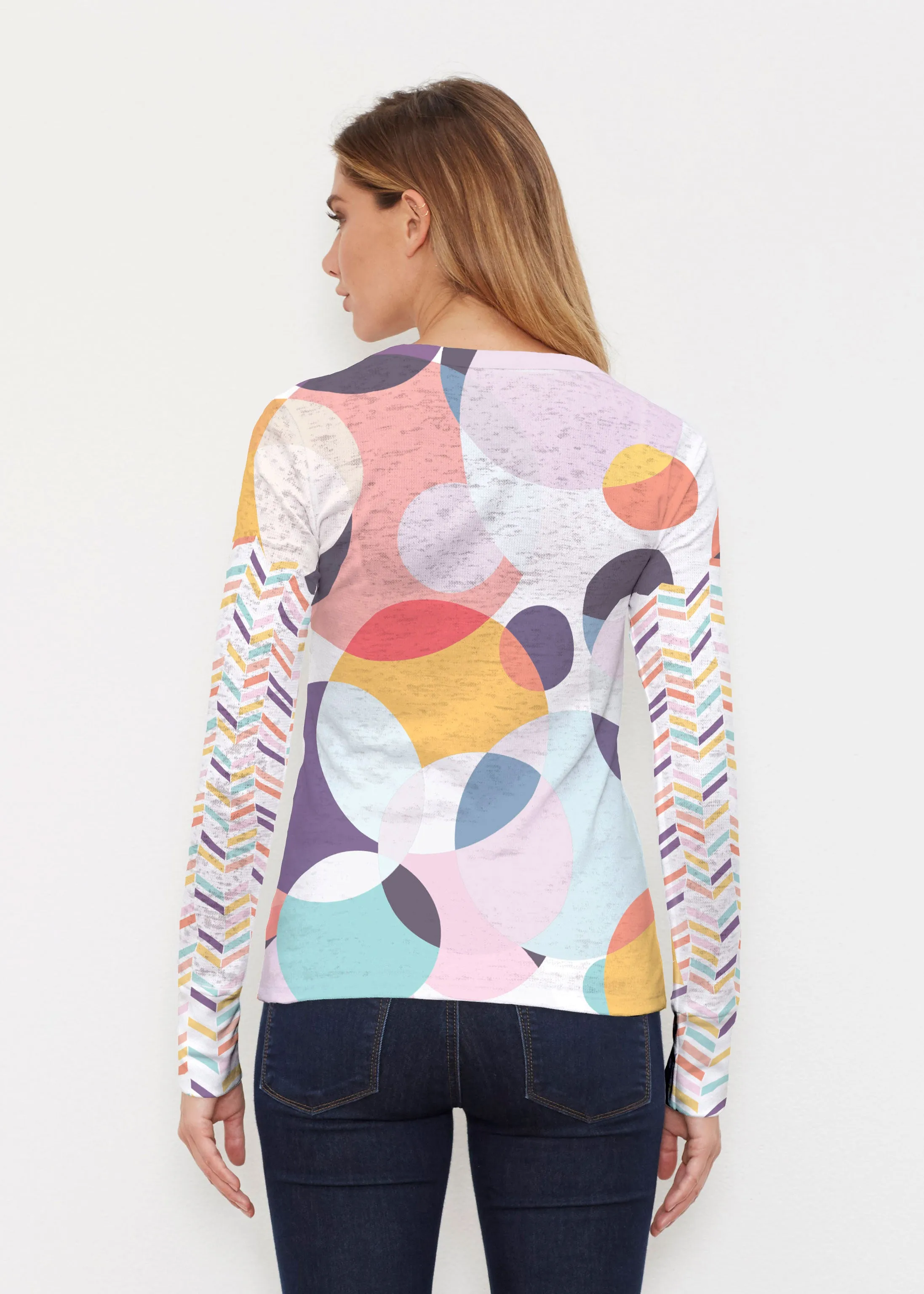 Marble Chevron (25065) ~ Thermal Long Sleeve Crew Shirt