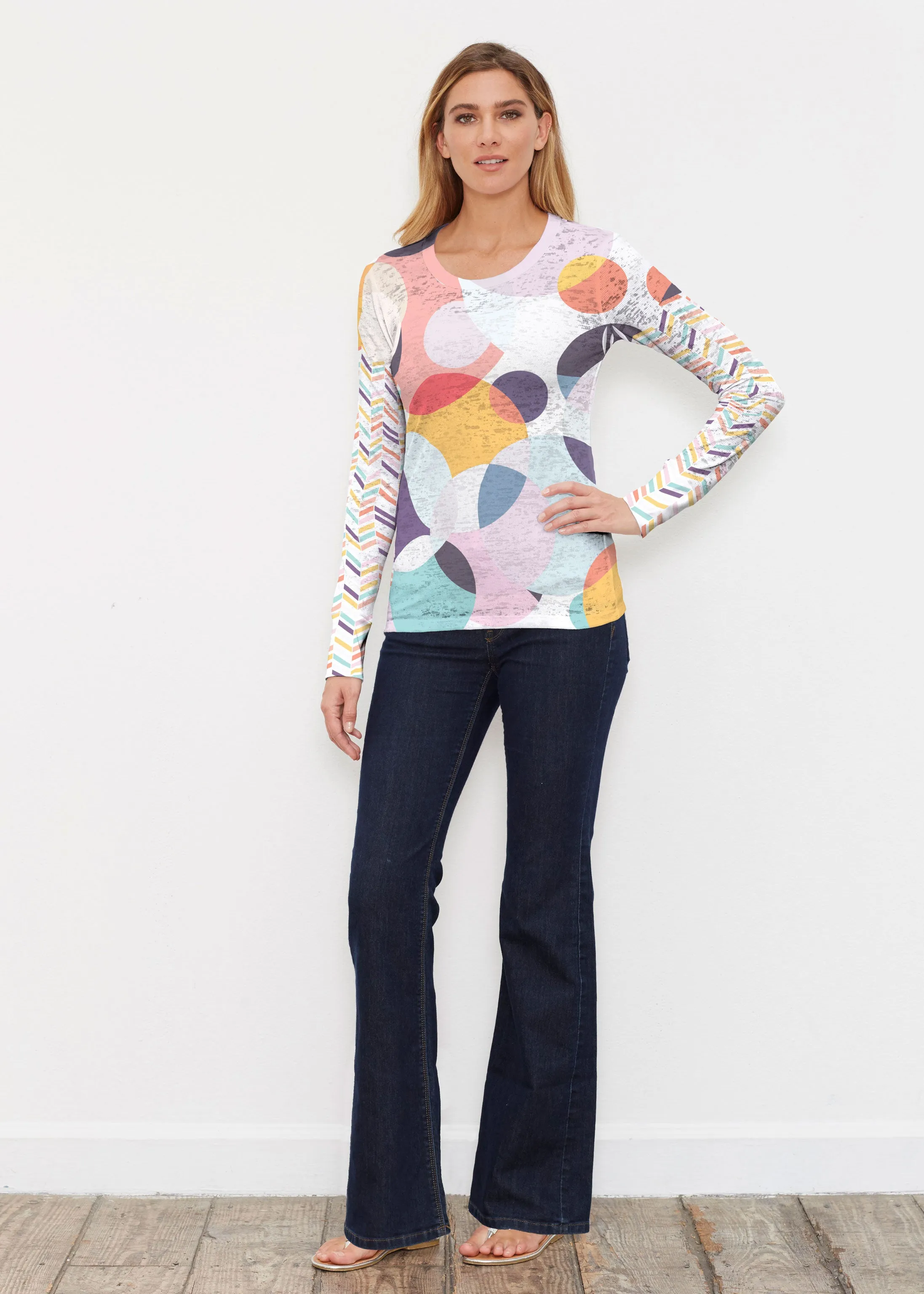 Marble Chevron (25065) ~ Thermal Long Sleeve Crew Shirt