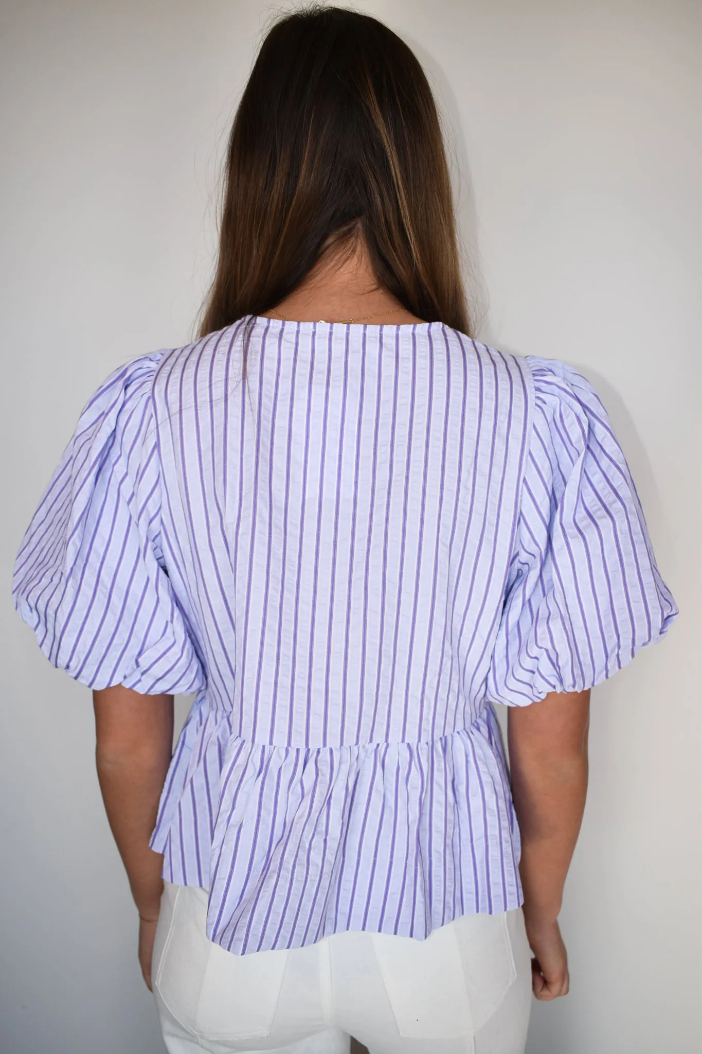 Marren Stripe Babydoll Blouse- Lavender