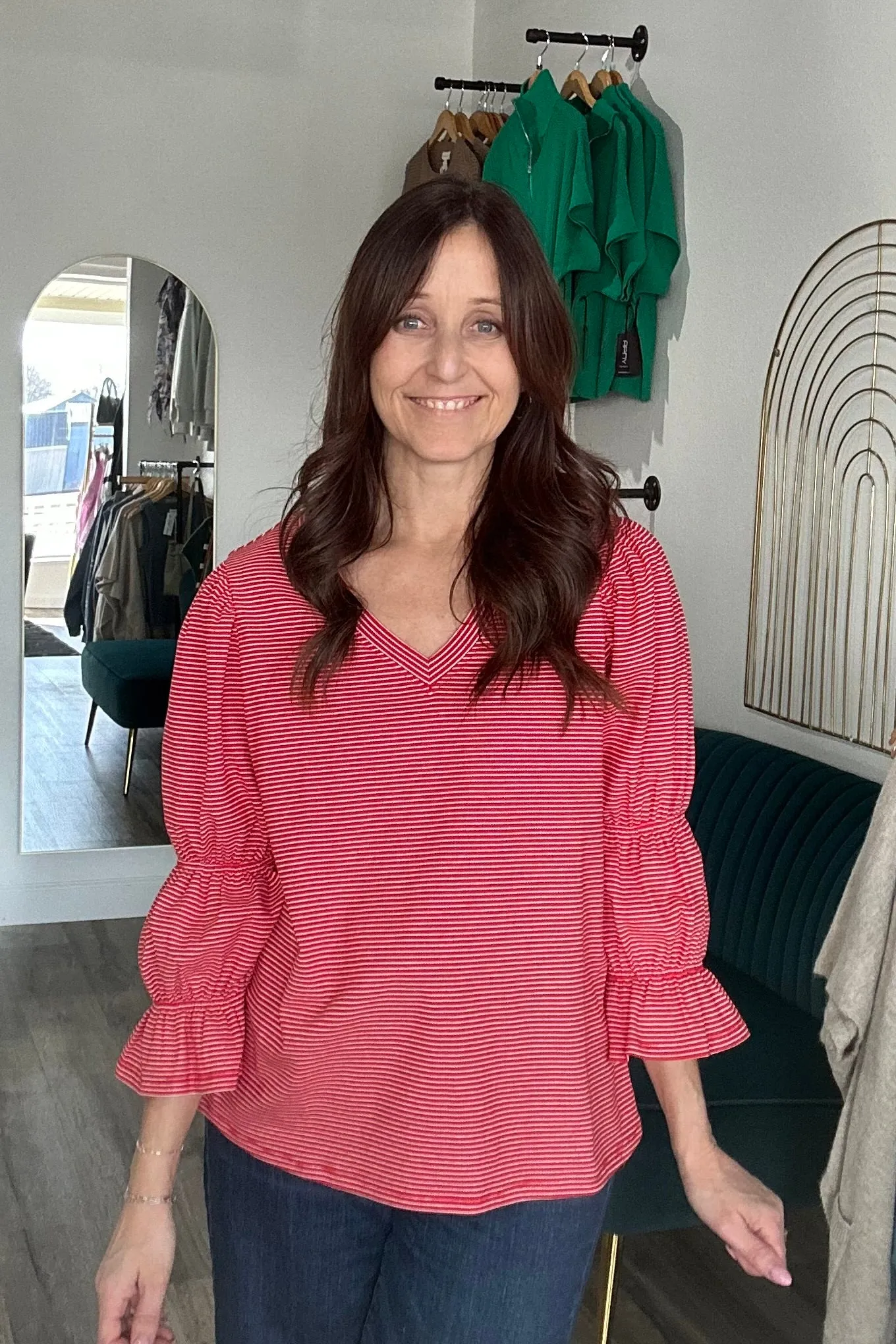 Mel Striped V-Neck