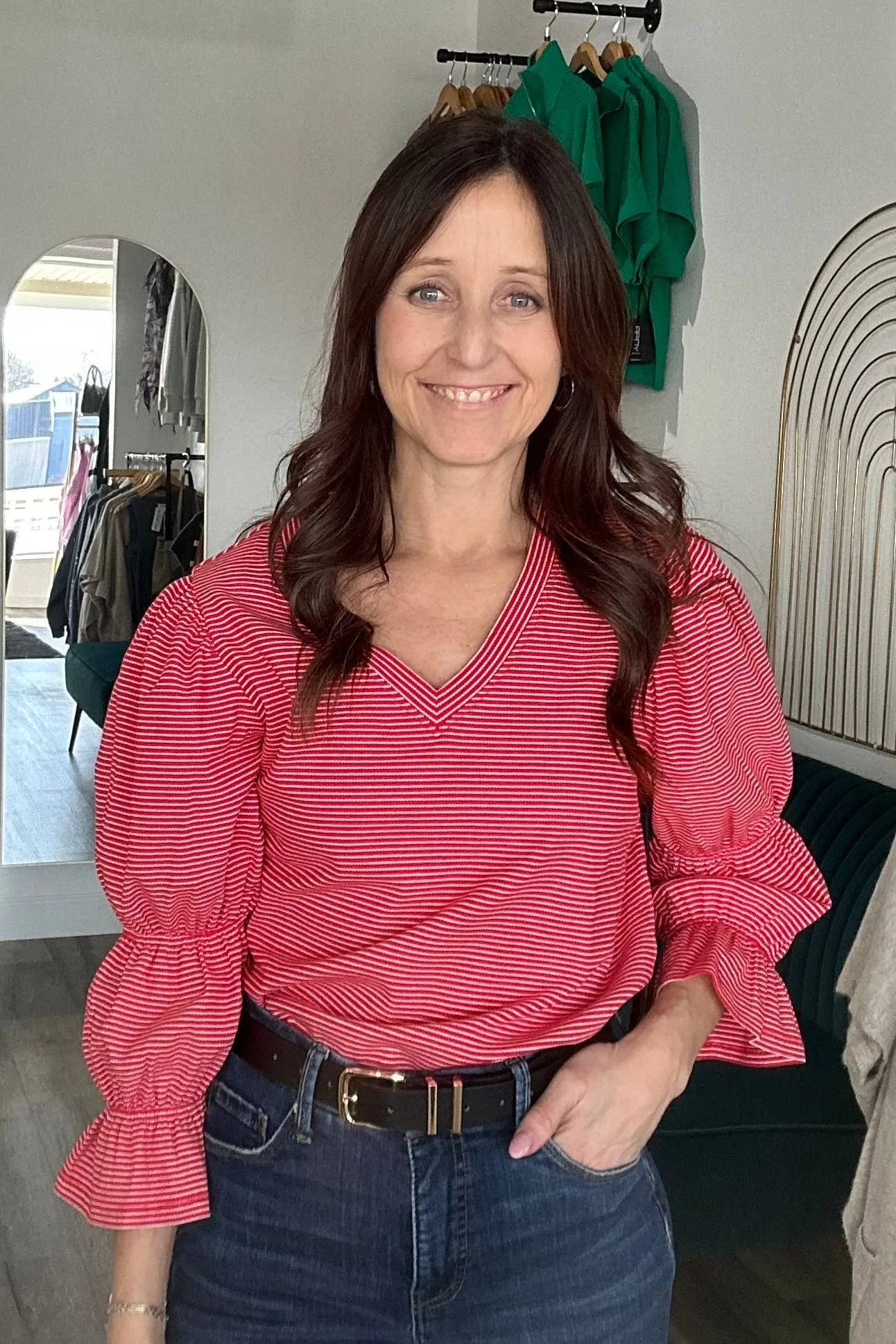Mel Striped V-Neck