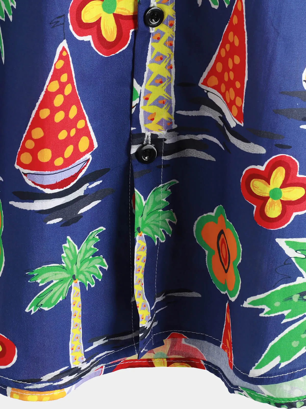 Men‘s 100% Cotton Tropical Summer Beach Short Sleeve Button Shirt