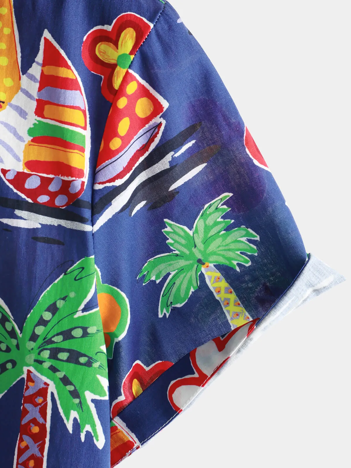 Men‘s 100% Cotton Tropical Summer Beach Short Sleeve Button Shirt