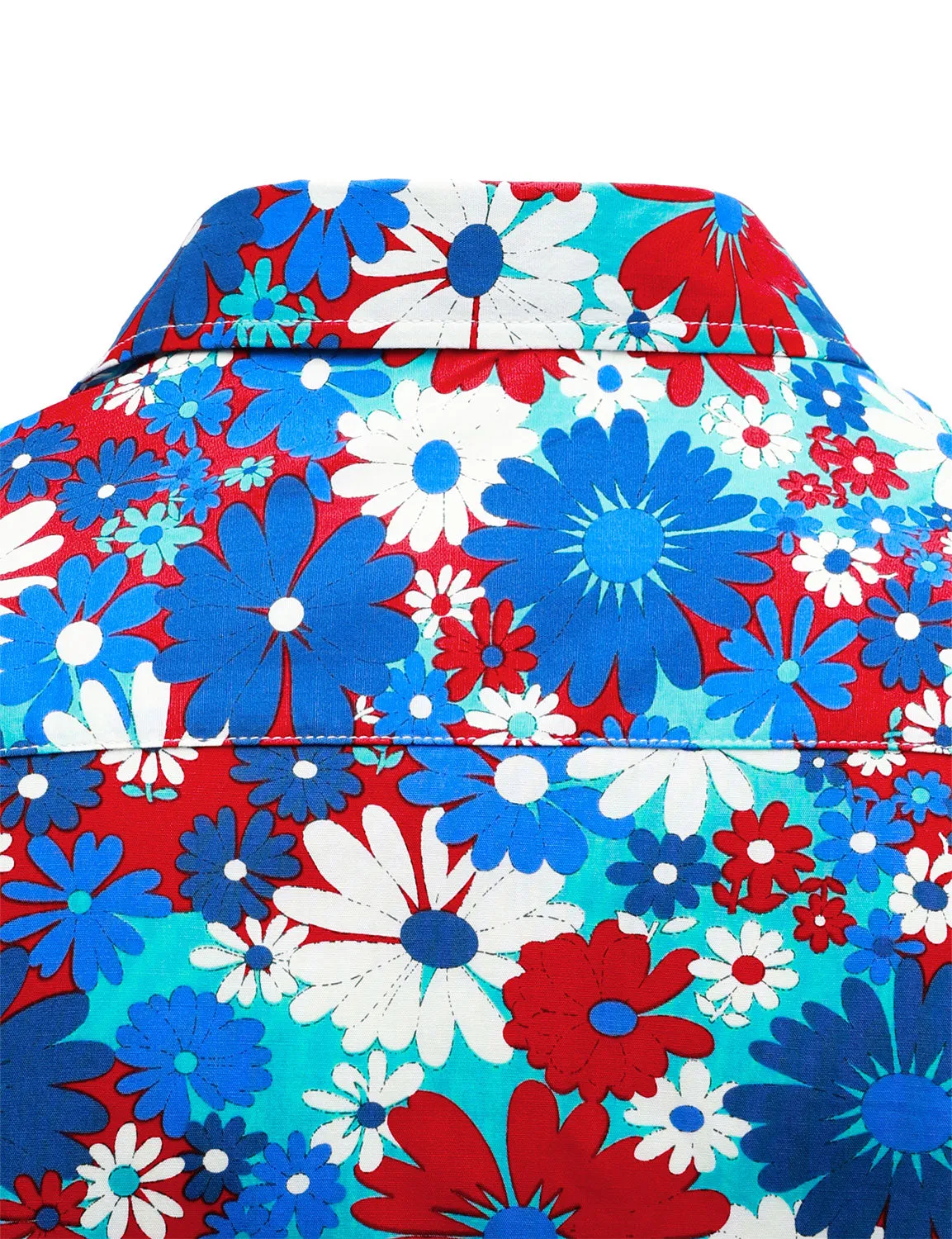 Men's Cotton Blue Floral Button Up Long Sleeve Shirt