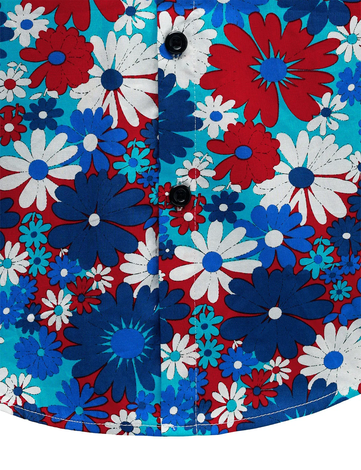 Men's Cotton Blue Floral Button Up Long Sleeve Shirt