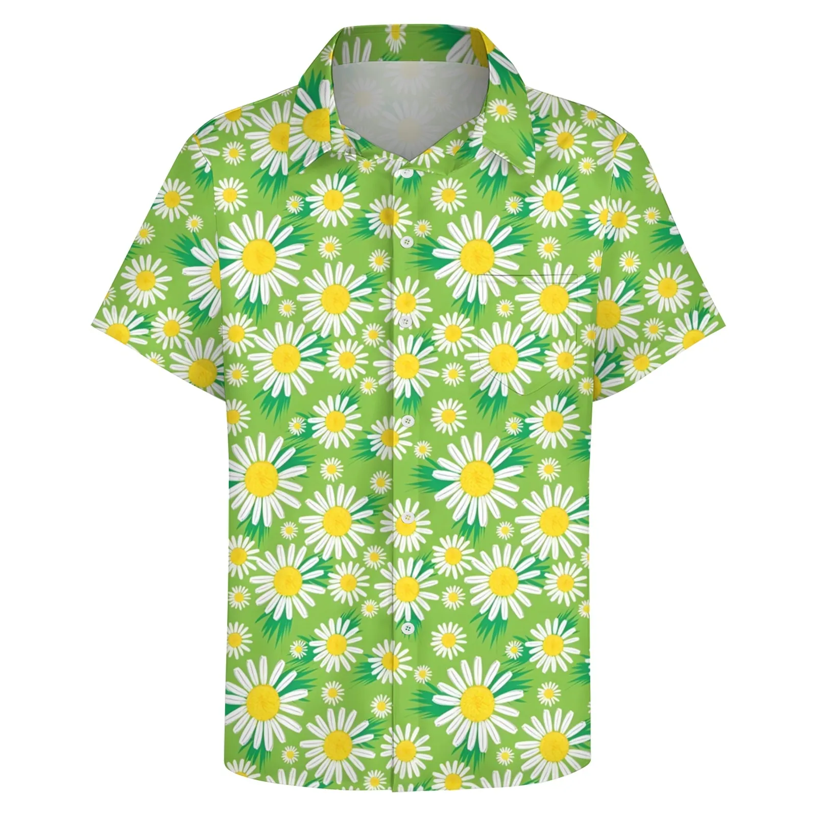 Men's Daisy Print Hawaiian Casual Short Sleeve Shirt 2404000537