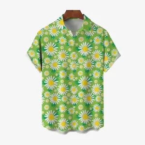 Men's Daisy Print Hawaiian Casual Short Sleeve Shirt 2404000537