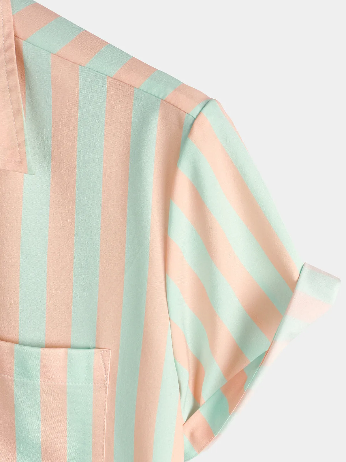 Men's Flamingo & Striped Print Holiday Short Sleeve Shirt