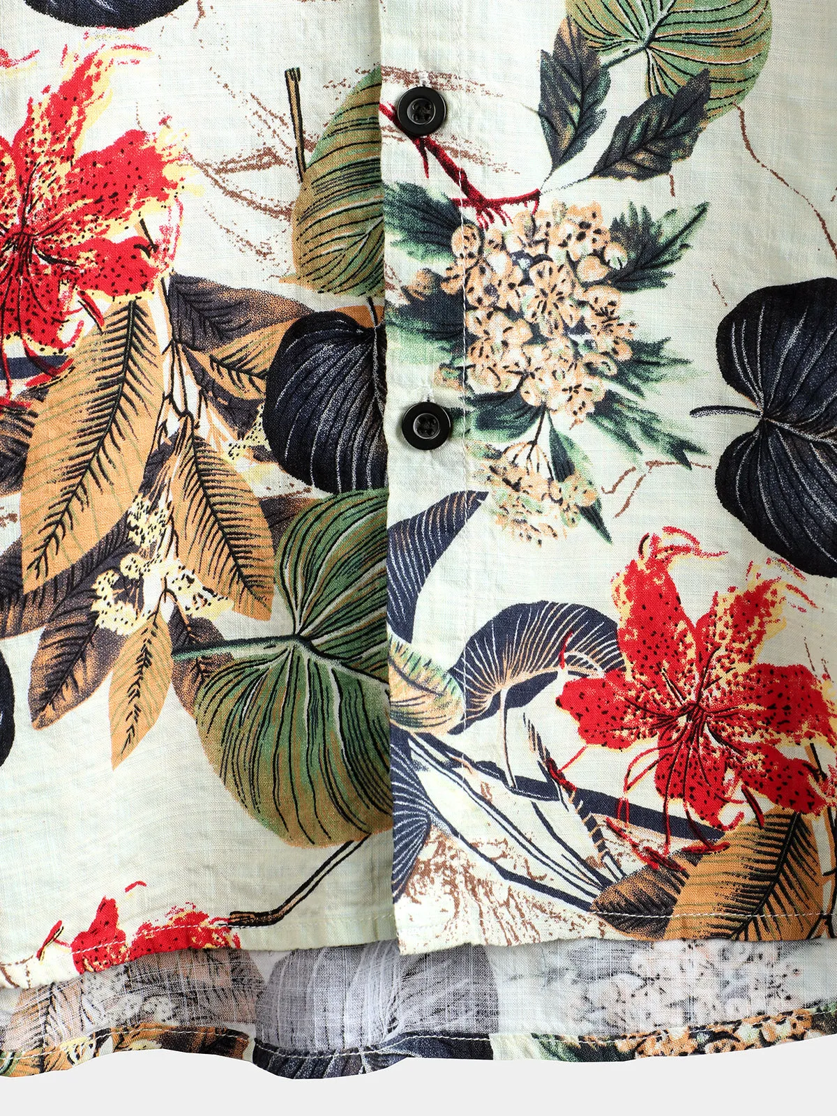 Men's Floral Cotton Tropical Hawaiian Plant Shirt