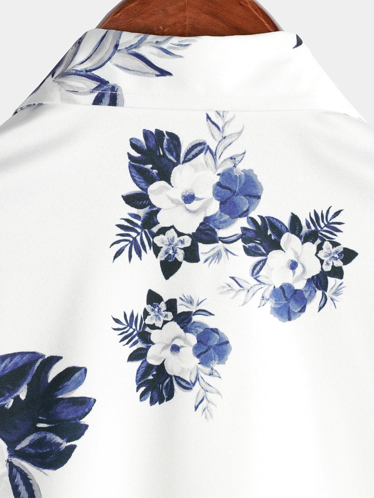 Men's Floral Holiday Summer Print Casual Button Up White Beach Short Sleeve Shirt